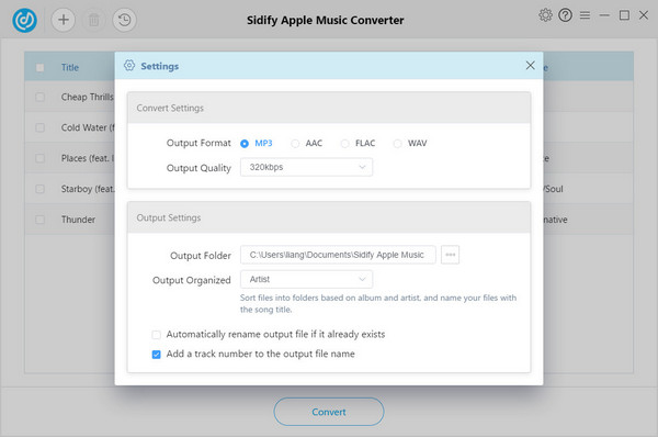 Set output as MP3