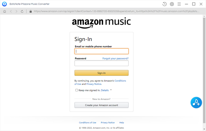 Log in Amazon Music